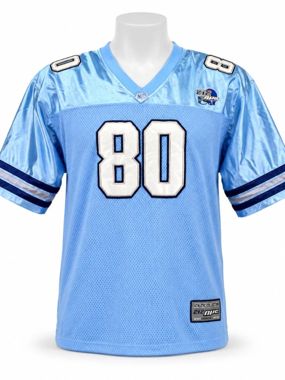 VTG 212 NYC Football Jersey #80 Men's 2XL Baby Blue Mesh 80 Athletic Y2K Hip Hop